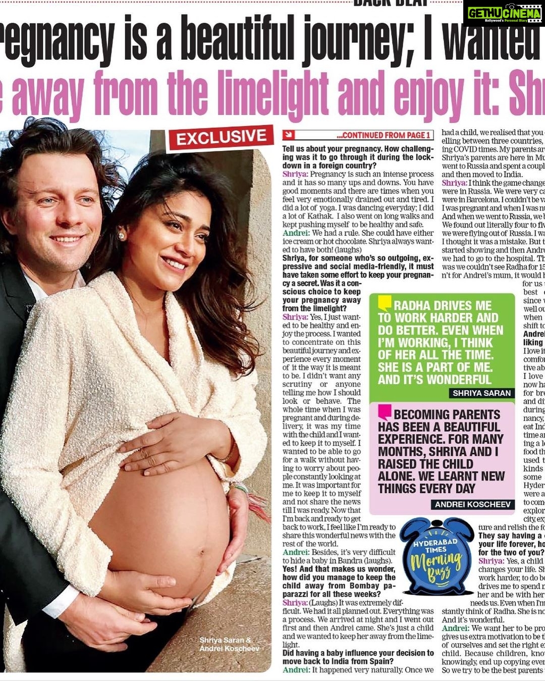 Shriya Saran Instagram - Thank you @suhasyellaps for this ! You write with so much love . Thanks you . @hyderabad_times @timesofindia @andreikoscheev