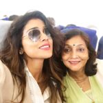 Shriya Saran Instagram - After Tirupati! Haven’t slept all night. But OF COURSE we love selfie 🤳 flying back to mumbai. Home sweet home ! Aloo parantha time !