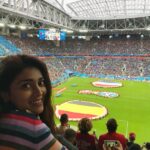 Shriya Saran Instagram - @fifaworldcup @fifa.worldcup2018 how many of you wish to see an Indian flag in this pic. Some day soon. Dreams do come true. Thank you Petersburg for an amazing experience. Very well organized. Love the hifi volunteers.