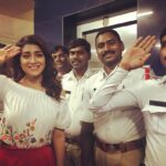 Shriya Saran Instagram - Thank you #Hyderabad #cops #trafficpolice for keeping us safe. #paisavasool promotions.