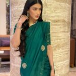 Shruti Haasan Instagram - 💚🖤🧿 in a saree by @_deepthee_ styled by @harmann_kaur_2.0 and hmu @makeupartist_arti @heysurekha