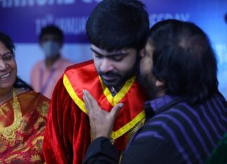 Silambarasan Instagram - Thanking all the committee members of Vels University & @dr.isharik.ganesh for bestowing the Honorary Doctorate upon me. I dedicate this huge honour to Tamil cinema, my Appa & Amma! Cinema happened to me because of them! Finally - my fans, #neengailaamanaanilla Nandri Iraiva! ❤️