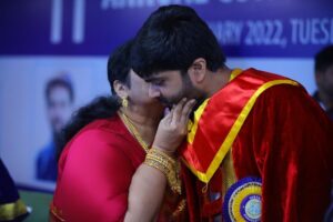 Silambarasan Instagram - Thanking all the committee members of Vels University & @dr.isharik.ganesh for bestowing the Honorary Doctorate upon me. 
I dedicate this huge honour to 
Tamil cinema, my Appa & Amma! Cinema happened to me because of them! 
Finally - my fans, #neengailaamanaanilla 
Nandri Iraiva! ❤️