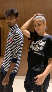Simran Instagram - “Rakita Rakita Rakita” in an alternative universe💃🏻
With @karthick_dhanush28