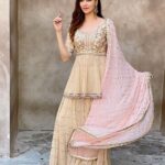 Simran Kaur Mundi Instagram - Just double tap 😜🥰 Outfit - @jiyabyveerdesignstudio Styled by - @vini_chugh . . #bigfatindianwedding #pink #mehendioutfit #minimalist #basic #pretty #happy #indianoutfit #simrankaurmundi Six Senses Fort Barwara