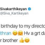 Sivakarthikeyan Instagram – Happy birthday to my director @psmithran 😊🤗 Hv a grt day and grt year brother 👍😊