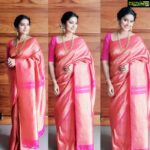 Sneha Instagram - Pink pink pink...alwaz my favorite colour.Thanq vani @dithi.studio fr this beautiful saree... 😊😊😊