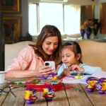 Sonali Bendre Instagram - #collab On our playdate, my little niece Sirat and I had so much fun figuring out what's inside the Cadbury DairyMilk Lickables… and we were in for quite a few surprises! The dreamy creamy Cadbury Dairy Milk Chocolate with Oreo bits is just the beginning! Each pack also includes a super cute collectable! But wait, there's more! There's also a really cool app to check out: the Cadbury PlayPad App! There is so much to discover, such as AR experiences, games, sketches to paint and draw in, and much more! This is where we welcomed our newcomer, Little Singham, to the playground! If your children are curious learners who also want to have fun, Cadbury Lickables is for them! So get one right away! Don’t forget to download the @CadburyPlayPad App to have an amazing time through link in bio. #CadburyDairyMilk #Lickables #PlayPad #Learning #Fun #Games