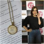 Sonali Bendre Instagram - Specially picked out this lovely trinket by @thebookishpandora to wear today for the #PVRxSBCBookClubPremiere! Thank you for these lovely handmade pendants and brooches that I've also shared with a few lucky ones from the audience tonight! @pvrpictures