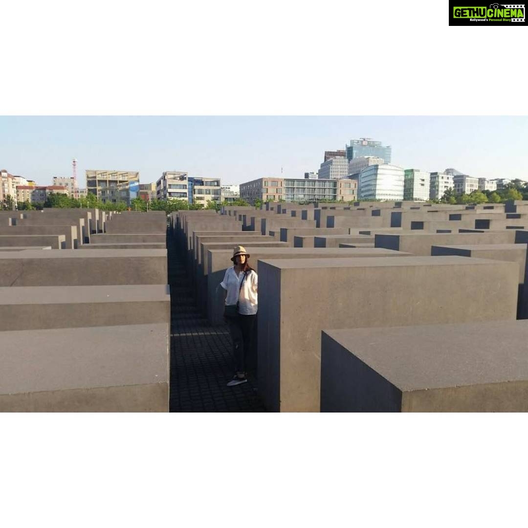 Sonali Bendre Instagram - Today is #InternationalMuseumDay... #Throwback to when I took my son to the Holocaust Memorial in Berlin. The museum is located below this memorial dedicated to the victims. It was very disturbing, and led to a lot of introspection on what we humans are capable of, and how we can lose our sense of humanity so easily, and so often. It was an eye-opener for me and Ranveer and I hope he learned something valuable from this experience... Because not all lessons are learnt in school.
