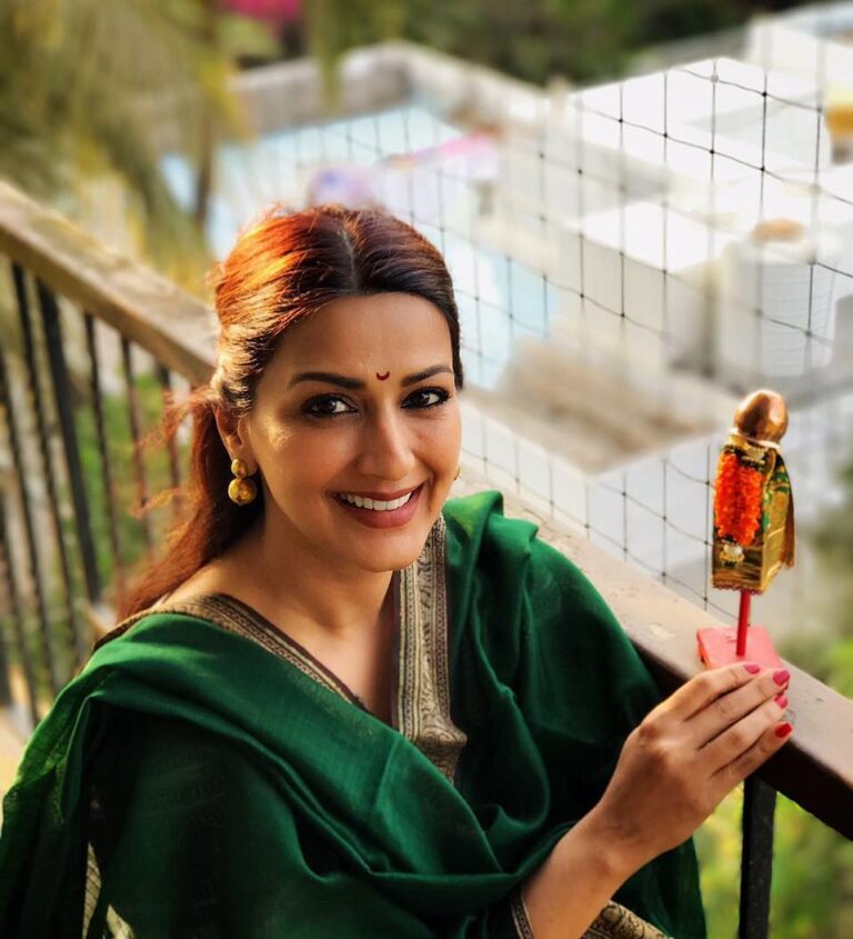 Sonali Bendre Instagram - Absolutely love this adorably tiny Gudi I received today! Traditionally, #GudiPadwa is the Maharashtrian New Year, and the Gudi is believed to ward off evil and invite prosperity and good luck into the house. Wishing everyone a very happy Gudi Padwa!