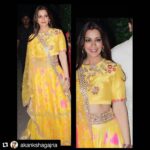 Sonali Bendre Instagram – Yellow is a color I don’t usually wear, but here we are! #BrightAndHappy #DiwaliFestivities

#Repost @akankshagajria
・・・
@iamsonalibendre looks super radiant in our KESAR lehenga set from the Label while attending the Bachchan Diwali bash! 💛💝 #KESARLehenga #SonaliBendre #Diwali #BachchanDiwaliBash #Tie&Dye #Yellow&Fuchsia #3DEmbroidery #Festive2016 #AkankshaGajriaLabel #MadeInIndia