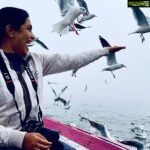 Sonu Gowda Instagram - *SEAGULLS* They are siberian gulls migrate from Seberia, you can see them in Ganga and Yamuna rivers.. It was treasure moment 🤗pics says it all❤️ thanks @rakshit_erappa Varanasi, India