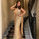 Sophie Choudry Instagram - La vie en rose..quite literally 🌹 Outfit @monishajaising Jewels @diosaparis Styling @wardrobist @aasthasharma @iammanisha HMU @divyachablani15 #redcarpet #styleinspo #eventdiaries #cockailgown #lavieenrose #bling #lepetitpalais #sophiechoudry #monishajaising #vintagevibes
