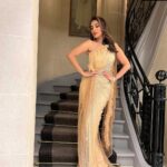 Sophie Choudry Instagram - La vie en rose..quite literally 🌹 Outfit @monishajaising Jewels @diosaparis Styling @wardrobist @aasthasharma @iammanisha HMU @divyachablani15 #redcarpet #styleinspo #eventdiaries #cockailgown #lavieenrose #bling #lepetitpalais #sophiechoudry #monishajaising #vintagevibes