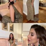 Sophie Choudry Instagram – Feelin this trend✨

Gown @rockystarofficial @rockystar100 
Jewels @karishma.joolry @dipublicrelations 
HMU📸 @ambereenyusuf 

 #golden #sparkle #glam #ootn #styleinsp #goldengirl #dubai #palazzoversacedubai #sophiechoudry #sexyback #reels #letmetakeyoudancing #trending #reelitfeelit