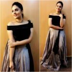 Sreemukhi Instagram - All the glam sham for Gold Rush! 😍☺️ Outfit by @rekhas_couture #designeroutfitdiaries #glammedup #Goldrush #blacklove