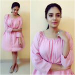 Sreemukhi Instagram - Baby pinks it is! Outfit by @rekhas_couture ☺️ #designeroutfitdiaries #babypinks