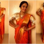 Sreemukhi Instagram – Pattu Sarees are always a best fit for festival! Gold Rush Vinayaka Chavithi special in this beautiful saree by @rekhas_couture! 😍☺️#designeroutfitdiaries #PattuSarees #VinayakaChavithi #festivemode