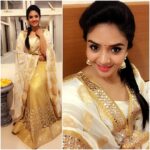 Sreemukhi Instagram - Look of the day! 😍☺️ Earrings- @accessoriesbyanandita #golds #designeroutfitdiaries #lookoftheday