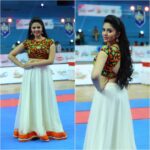 Sreemukhi Instagram - Kev Kabaddi today in @rekhas_couture label by Kirthana! #designeroutfitdiaries #KevKabaddi ☺️😄