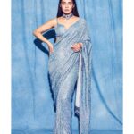 Surveen Chawla Instagram - Hold on. I’m having a SEQUIN moment 💙🦋 outfit -@houseofneetalulla Jewelry-@neetysinghjewellery Styled by-@who_wore_what_when photography- @sagarmohite96