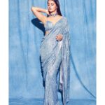Surveen Chawla Instagram - Hold on. I’m having a SEQUIN moment 💙🦋 outfit -@houseofneetalulla Jewelry-@neetysinghjewellery Styled by-@who_wore_what_when photography- @sagarmohite96