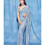 Surveen Chawla Instagram - Hold on. I’m having a SEQUIN moment 💙🦋 outfit -@houseofneetalulla Jewelry-@neetysinghjewellery Styled by-@who_wore_what_when photography- @sagarmohite96