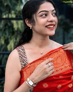 Varsha Bollamma Instagram - Wanted to show you all one of my festive looks this year 😍 My outfit goes perfectly well with my @danielwellington watch and accessories 💥 Find the perfect gifts for your friends and family, with festive gift wrapping included with every purchase. Shop now with up to 15% off and an additional 15 % off with my code VARSHAB ✨ Happy Shopping!! 🎁 #DanielWellington #DWali #ad