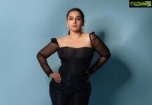 Vidya Balan Instagram - One hour for the calendar to read 2022❤️✨One hour for my birthday 🎈 Outfit - @leaclothingco Shoes - @lynindia.official Makeup - @harshjariwala158 Hair - @bhosleshalaka Styling - @who_wore_what_when Photography- @sohillalani_
