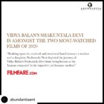 Vidya Balan Instagram - One of the most watched films of 2020 💃🏻💃🏻💃🏻... Yoohoo my dearest team #shakuntaladevi 👏💪🙌☀️♥️ ..... Posted @withregram • @abundantiaent It's a proud moment for #TeamAbundantia as the incredible story of the 'human computer' #ShakuntalaDevi emerges as one of the most-watched films of 2020! 😃So proud of the entire team that brought this story to screens 👏👏👏 @balanvidya @sanyamalhotra_ @senguptajisshu @theamitsadh @directormenon @ivikramix @sonypicsfilmsin @primevideoin @shikhaarif.sharma @nayanikawrites @misschamko