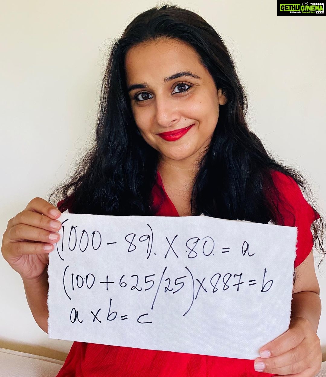 Vidya Balan Instagram - Solve for ‘c’ ... if you do, you will c the SURPRISE! Get a chance to see the trailer before the world. Meet #ShakuntalaDeviOnPrime July 31, on @primevideoin. @sanyamalhotra_ @senguptajisshu @theamitsadh @lucalvani @directormenon @sonypicsprodns @ivikramix @abundantiaent @shikhaarif.sharma