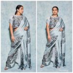 Vidya Balan Instagram – For the @dabbooratnani  calendar launch last night,
Saree – @aartivijaygupta 
Makeup – @harshjariwala158 
Hair – @bhosleshalaka 
Styled by – @who_wore_what_when 
Photography- @anurag_kabburphotography