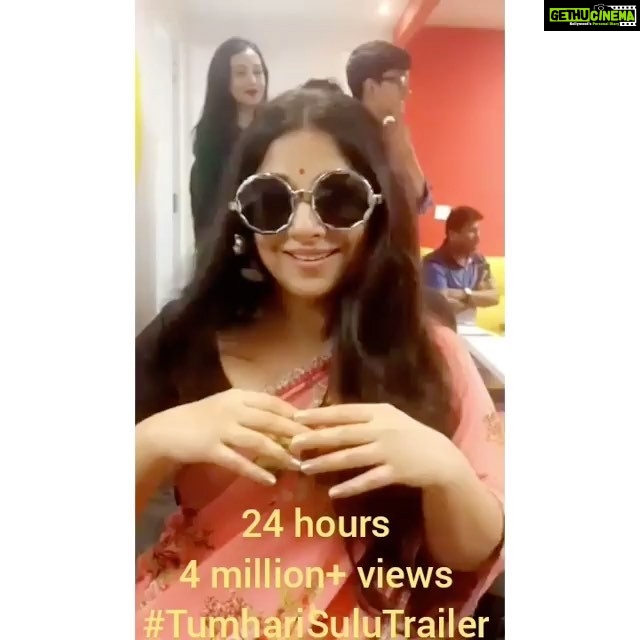 Vidya Balan Instagram - #Repost from @ellipsisentertainment - Excitement overload as #TumhariSuluTrailer crosses 4 million views on Facebook & YouTubeππ»πΊπ»!! Thank you for the love πβ€οΈππ!! @balanvidya @tseries.official @manavkaul @nehadhupia @mymalishka @atulkasbekar @tanuj.garg @sureshtriveni @findingshanti