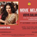 Vidya Balan Instagram – ‪Hope to see you at Movie Mela on this saturday ,7th october at 2pm. ‬
‪Lets talk about…s…some movie characters 😉.‬
