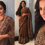 Vidya Balan Instagram - Absolutely loved wearing this beautiful handloom saree for #BegumJaan promotions! Saree : @anavila_m Jewellery : @mineofdesign Nose Ring : @inaayat_jewels7 Makeup : Shreyas Mhatre Hair : Shalakha Bhosle Styled by : @who_wore_what_when Assisted by : @gogriiiii