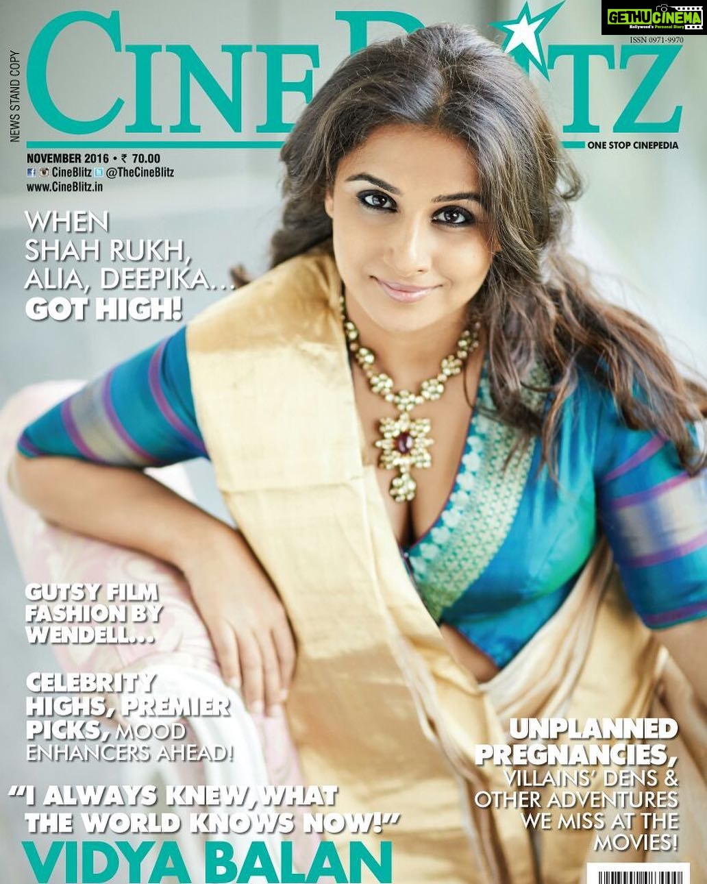 Vidya Balan Instagram - Thankoo @cineblitz @shubarnashu for this November cover..I love that we worked the saree differently 😍...like most covers we've done which are all different🙏...n thankoo @rohanshrestha for having the best attitude a photographer could have ❤️.