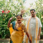 Vidyulekha Raman Instagram - Maami & Maama mode on 💙💛 #SaViWedding Make up - @deepika.nathan Hairstyle - @crown__artistry 9 yards Madisaru - @hamsa_handloom Blouse - @archana.karthick Saree drape - @thesareedrapistchennai Jewellery - @new_ideas_fashions Mehendi - @aravinth_mehendi_makeup Nails - @nails_by__g3 Photography - @weddings.aaronobed