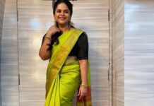 Vidyulekha Raman Instagram - Back to my Caravan Saree Spam! 🍀💚 #Goldman #ActorsLife Saree drape - @kanamarlapudidurga