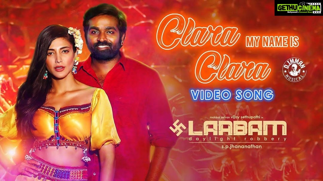Vijay Sethupathi Instagram - Here is the 3rd single #ClaraMyNameisClara from #Laabam #LaabamFromSep9 @shrutzhaasan #SPJhananathan @immancomposer @ra_ge_be6 @vijay_sethupathi_productions #7CsEntertainment @aaru7cs @iamjaggubhai_ @kalaiyarasananbu @rameshthilak @saidhanshika @prithvipandiarajan @champika_offl @chandrasekaranaalayamani @bharathilogistics11 @jhaivarman @ramachandran.yogesh @sathishoffl @laharimusic @proyuvraaj