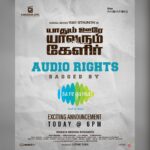 Vijay Sethupathi Instagram - #YaadhumOoreyYaavarumKelir audio rights bagged by @saregamasouth 🎶 💥Exciting announcement today at 6pm💥 #ChandaraaArts @cineinnovations @roghanth_director @meghaakash @raguaditya_ @Actor_Vivek @jayam_mohanraja @nivas.prasanna @onlynikil @ctcmediaboy