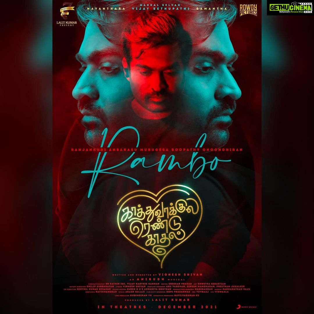 Vijay Sethupathi Instagram - R'anjankudi A'nbarasu M'urugesa B'oopathy O'hoondhiran #RAMBO from #KaathuVaakulaRenduKaadhal ❤️ @wikkiofficial #Nayanthara @samantharuthprabhuoffl @anirudhofficial @7_screenstudio @therowdypictures @sonymusic_south @proyuvraaj #KRKFirstLooks #KRKFL #KRK