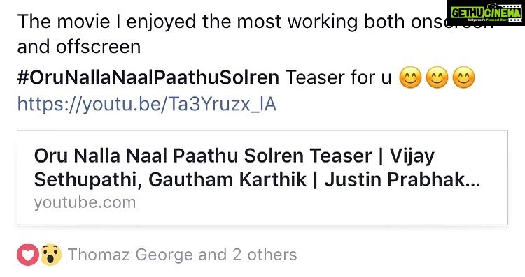 Vijay Sethupathi Instagram - Watch #OruNallaNaalPaathuSolren Teaser ππ» Link in Fb Page βΊοΈ