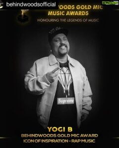 Yogi B Instagram - Nandri @behindwoodsofficial for this honour. Immensely grateful to have won the Gold Mic Award Icon of Inspiration for Rap Music. I dedicate this award to my global Tamil Hip Hop family and music fans worldwide. 🎶🙏🏽
