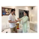 Yuvika Chaudhary Instagram – Happy Rakhi day with @aakashh.tomar  thank you @alokik.exclusive for making it more special