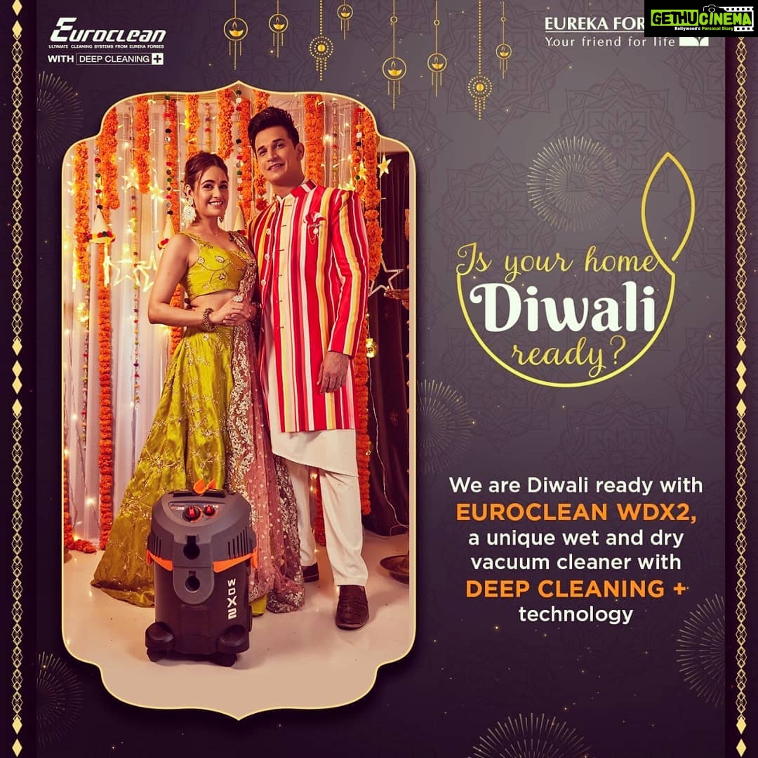 Yuvika Chaudhary Instagram - @princenarula's thoughtfulness has impressed me! #Euroclean WDX2, a unique wet and dry vacuum cleaner with deep cleaning+ technology, is indeed the perfect Diwali gift and has made our home Diwali ready. #IsYourHomeDiwaliReady? Book your home demo now: http://bit.ly/316VGCD @eurekaforbesofficial #EurekaForbes