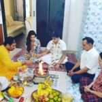 Yuvika Chaudhary Instagram - Small puja for 1st anniversary #oneyear #12oct #privikakishaadi #privika blessed #waheguru @princenarula @rajnish5390 @akash10787