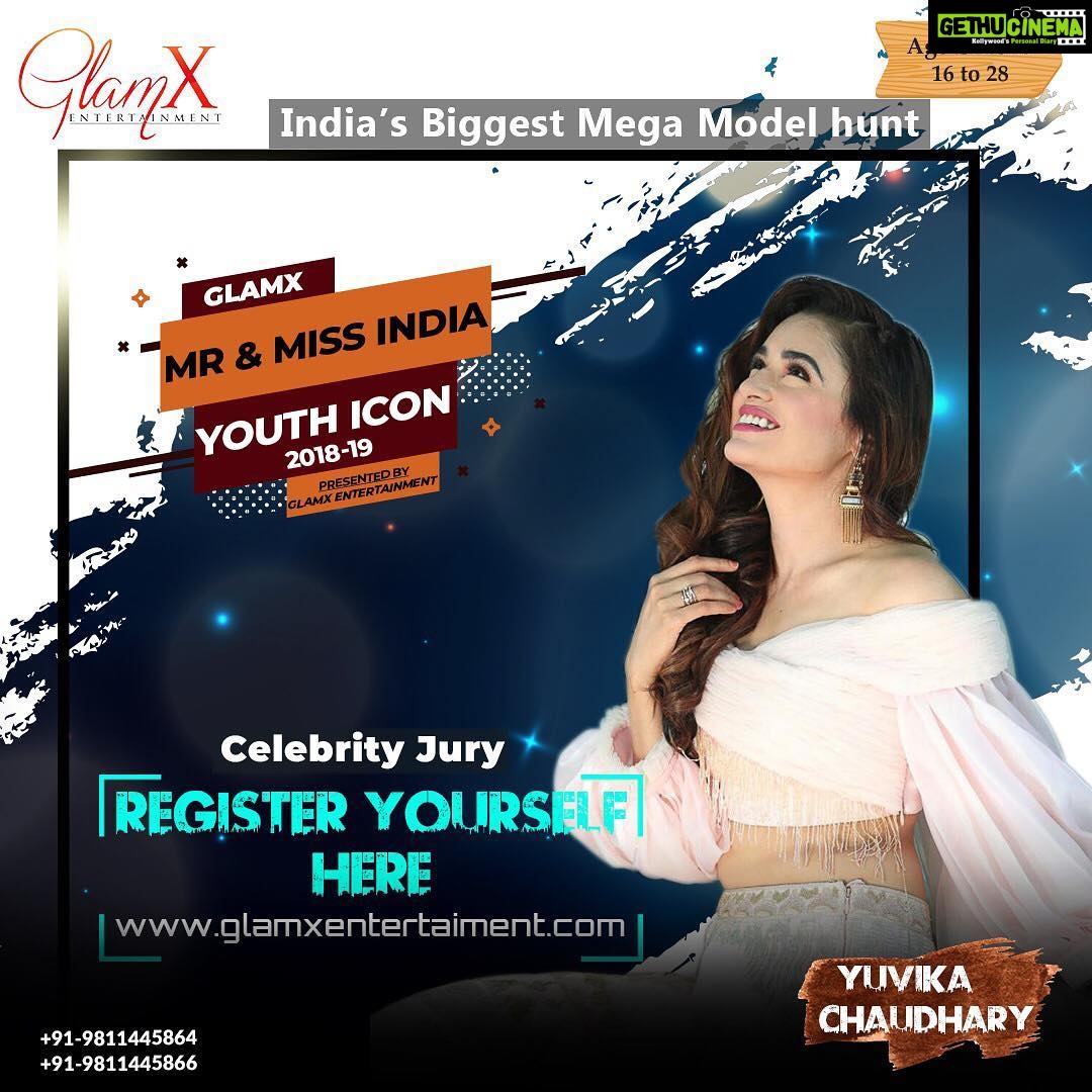 Yuvika Chaudhary Instagram - "Glamour and Fame doesn't come until you are insane" GlamX Entertainment Biggest Mega Model Hunt GlamX Mr & Miss India Youth Icon 2018-19 is coming soon. So i will be the part of the jury and coming to judge you. We invite all young & talented models. Registration is going on. To avoid last rush register soon at www.glamxentertainment.com @robindhawan @glamxentertainment
