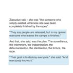 Zaira Wasim Instagram - Trigger Warning! “Their goal is to destroy everyone and everybody knows it” The world is silent despite all these testimonies by the survivors. This isn’t the first time that the appalling torture which the Uighur’s are being subjected to is exposed yet remains being blatantly ignored. #uighur #uighurmuslims #uighurgenocide