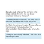 Zaira Wasim Instagram – Trigger Warning!

“Their goal is to destroy everyone and 
everybody knows it” 

The world is silent despite all these testimonies by the survivors. 

This isn’t the first time that the appalling torture which the Uighur’s are being subjected to is exposed yet remains being blatantly ignored.

#uighur #uighurmuslims #uighurgenocide